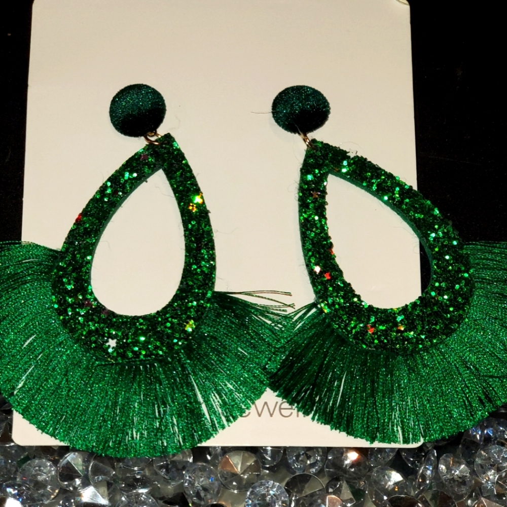 Peacock green earrings